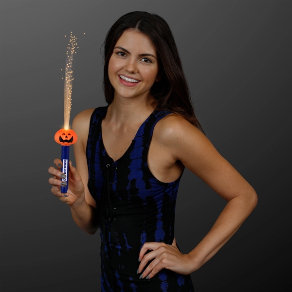 Blank or Imprinted. Jack-O-Lantern fiber optic wand with orange LEDs.... from ASI 34194 ALightPromos / Alight Promotional Products