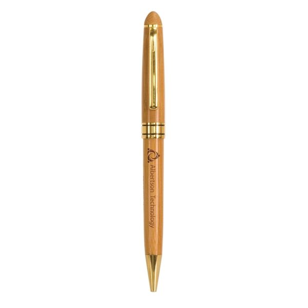 5 3/8" bamboo and metal pen with black ink and twist-action... from ASI 74601 Calico