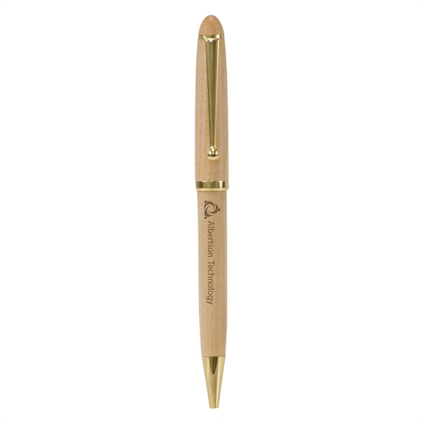 5 3/8" maple and metal pen with black ink and twist-action... from ASI 74601 Calico