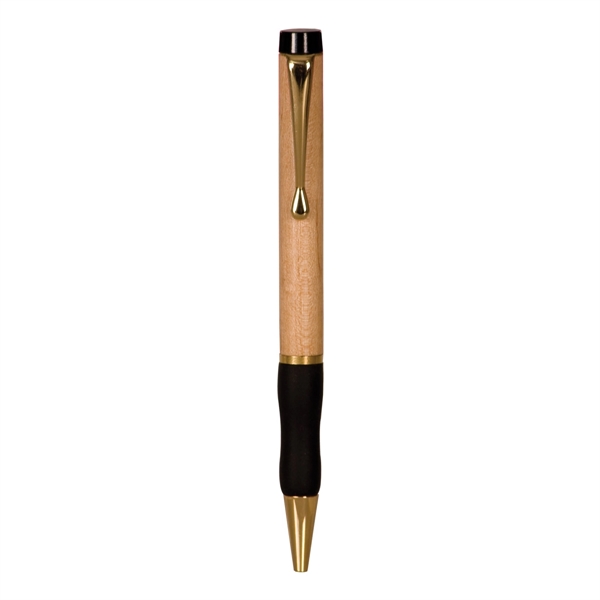 5 1/8" maple and metal pen with black ink, gripper and... from ASI 74601 Calico