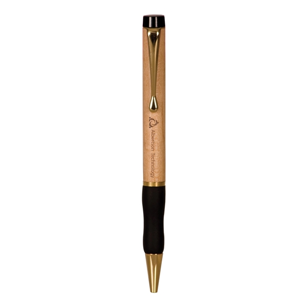 5 1/8" maple and metal pen with black ink, gripper and... from ASI 74601 Calico