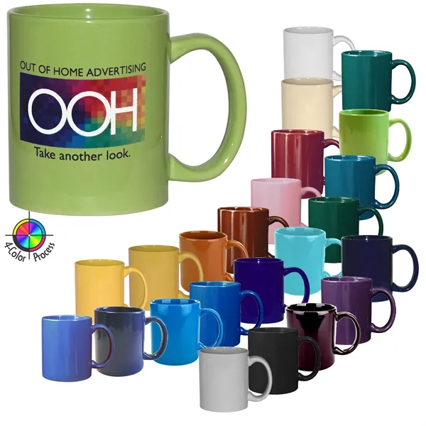 4-Color process stoneware mug with c-shaped handle, holds 11 ounces.... from ASI 80093 Pyrographics / Pyrographics Line