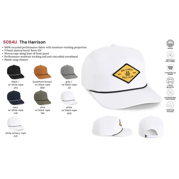 Imperial 5054U 5-Panel The Harrison performance rope cap with leatherette patch... from ASI 74601 Calico