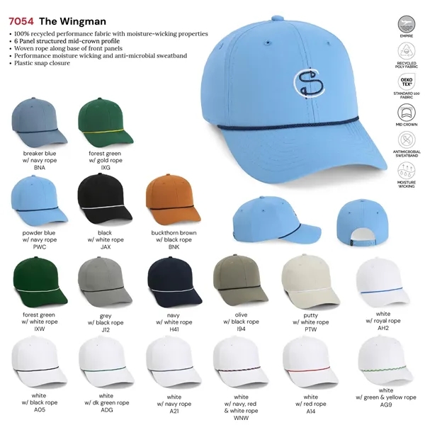 Imperial 7054 6-Panel Wingman performance rope cap with leatherette patch or... from ASI 74601 Calico