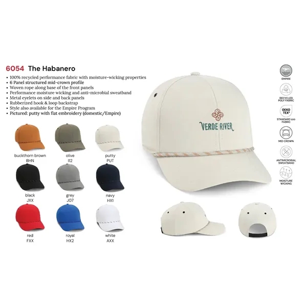 Imperial 6054 6-Panel Habanero performance rope cap with leatherette patch or... from ASI 74601 Calico