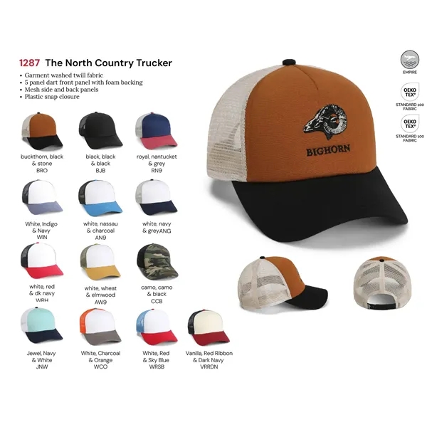 Imperial 1287 5-Panel North Country Trucker Hat with leatherette patch or... from ASI 74601 Calico