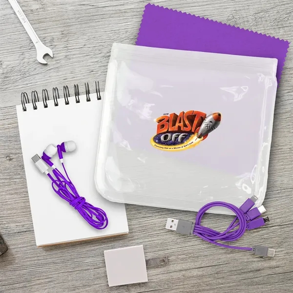 Clear Wall, Cable, Ear Bud & Cloth Set... from ASI 30208 A P Specialties / AP Specialties