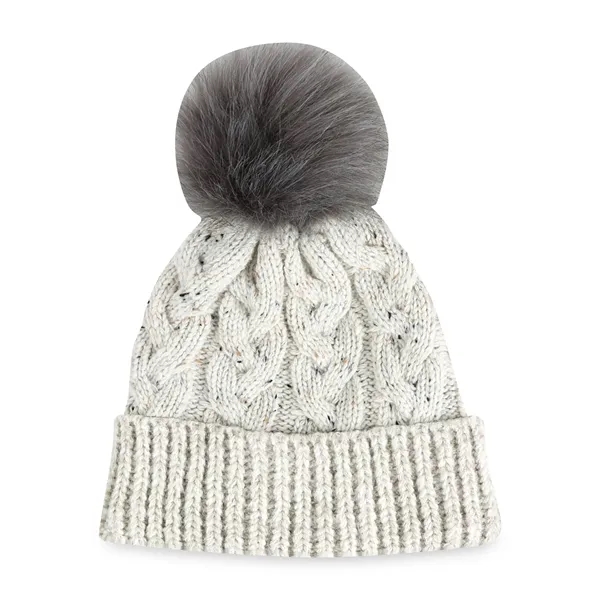 Acrylic knit beanie with pom-pom topper, speckled pattern, soft fleece lining... from ASI 56070 Gemline / Gemline®
