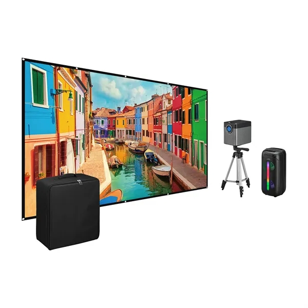 Movie theatre kit with projector, 120" screen, tripod and Bluetooth speaker.... from ASI 56070 Gemline / Gemline®