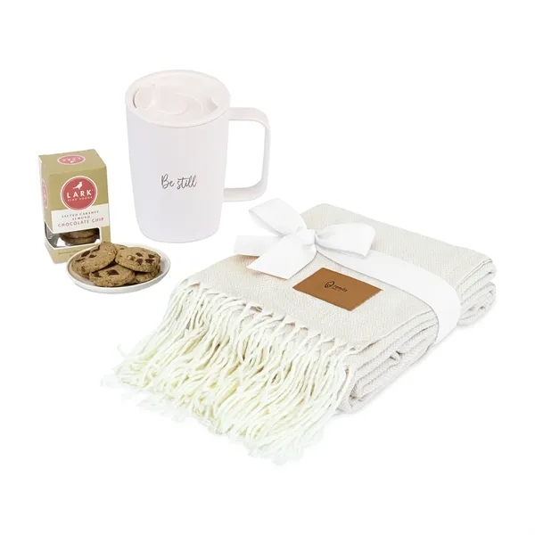 Gift set featuring a throw blanket, recycled mug and cookies.... from ASI 56070 Gemline / Gemline®