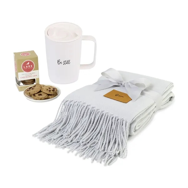 Gift set featuring a throw blanket, recycled mug and cookies.... from ASI 56070 Gemline / Gemline®