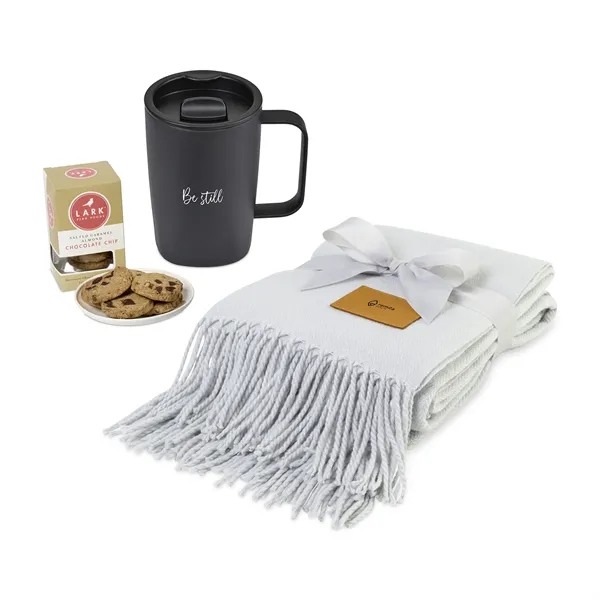 Gift set featuring a throw blanket, recycled mug and cookies.... from ASI 56070 Gemline / Gemline®