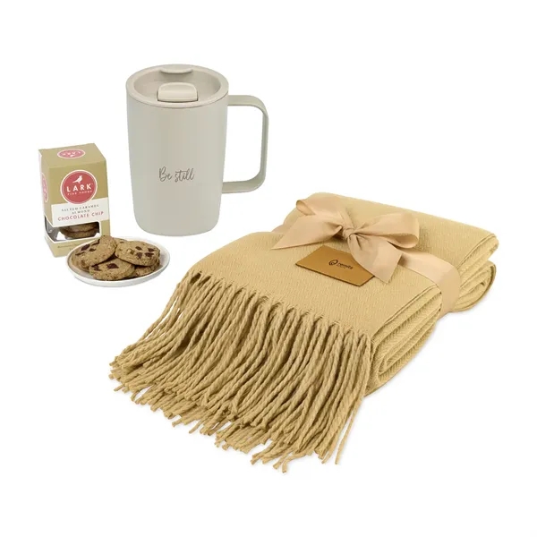 Gift set featuring a throw blanket, recycled mug and cookies.... from ASI 56070 Gemline / Gemline®