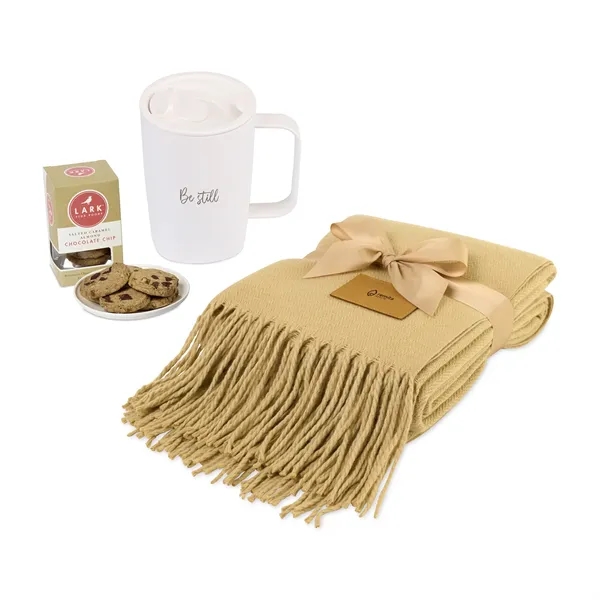 Gift set featuring a throw blanket, recycled mug and cookies.... from ASI 56070 Gemline / Gemline®