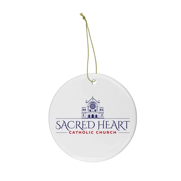 Round ceramic holiday ornament with string.... from ASI 52263 EMT