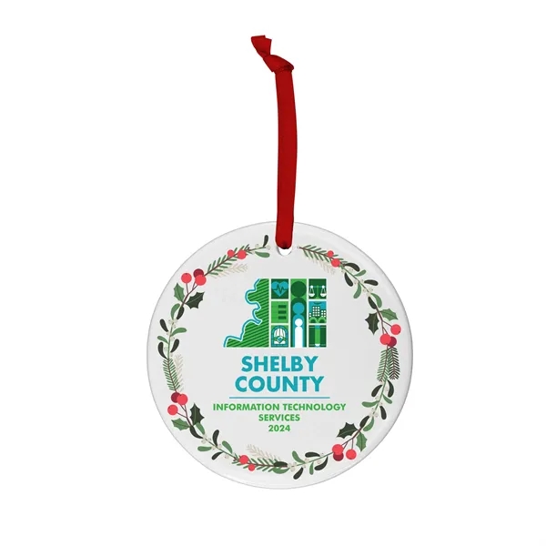 Round ceramic holiday ornament with string.... from ASI 52263 EMT