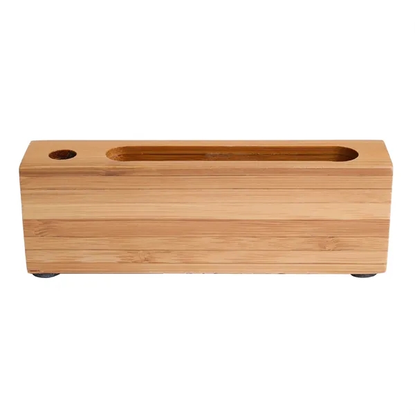 Bamboo Business Card and Pen Holder Clock.... from ASI 46755 Cosmo Promos