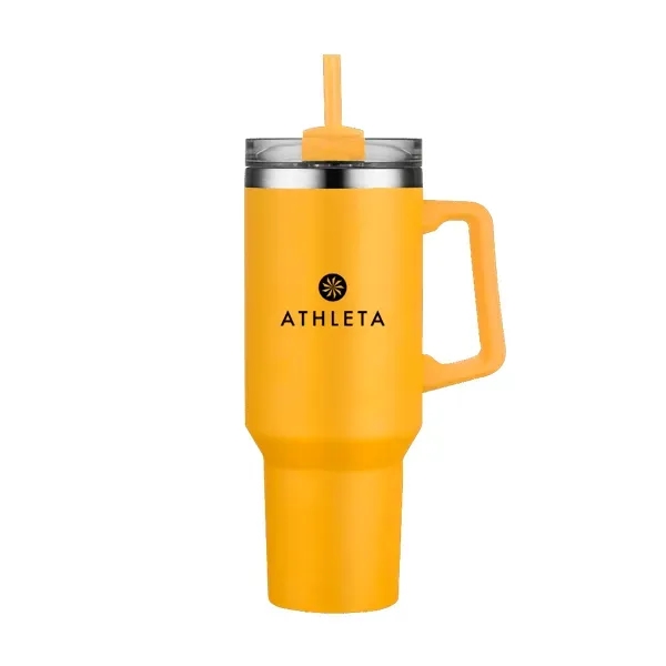 40 oz. double wall stainless steel travel mug with handle, screw-on... from ASI 88060 Snugz/USA Inc