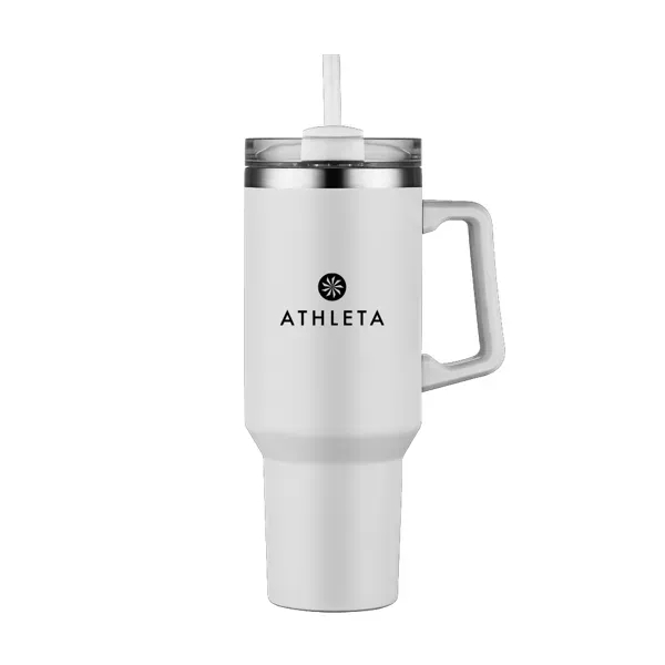 40 oz. double wall stainless steel travel mug with handle, screw-on... from ASI 88060 Snugz/USA Inc