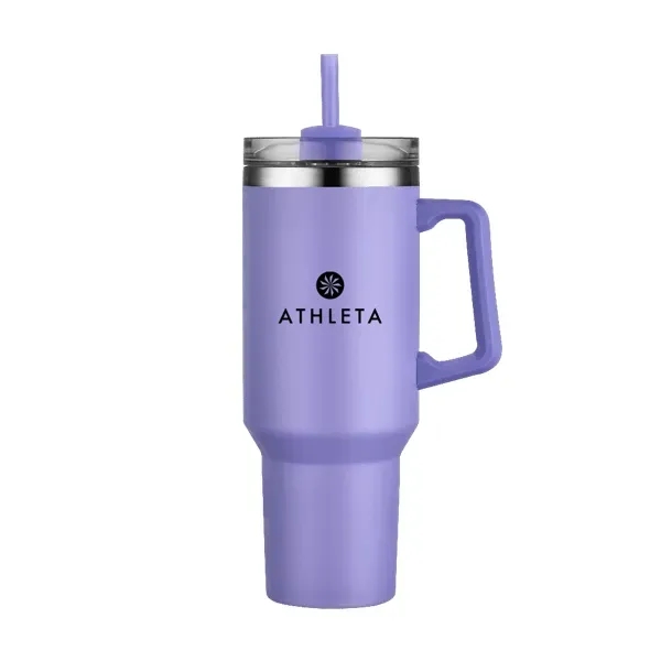 40 oz. double wall stainless steel travel mug with handle, screw-on... from ASI 88060 Snugz/USA Inc
