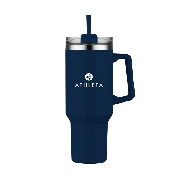 40 oz. double wall stainless steel travel mug with handle, screw-on... from ASI 88060 Snugz/USA Inc