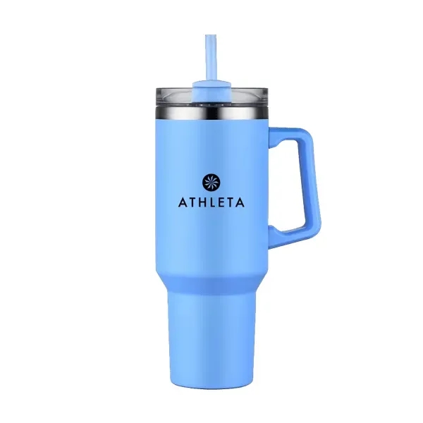 40 oz. double wall stainless steel travel mug with handle, screw-on... from ASI 88060 Snugz/USA Inc