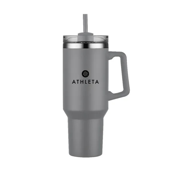 40 oz. double wall stainless steel travel mug with handle, screw-on... from ASI 88060 Snugz/USA Inc
