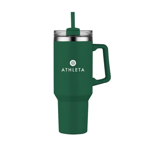 40 oz. double wall stainless steel travel mug with handle, screw-on... from ASI 88060 Snugz/USA Inc