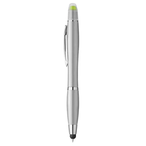 Curvaceous metallic colored stylus pen with a twist-action mechanism and gel... from ASI 88060 Snugz/USA Inc / Sweda®