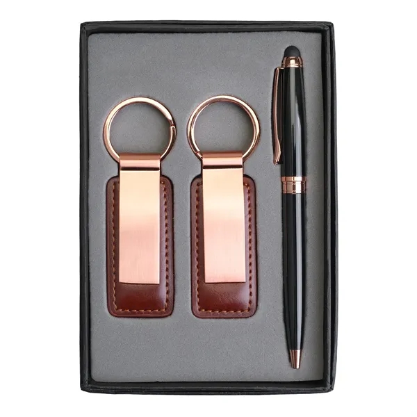 Pen & Black Leatherette/ Metal Keychain Gift Set.... from ASI 46755 Cosmo Promos