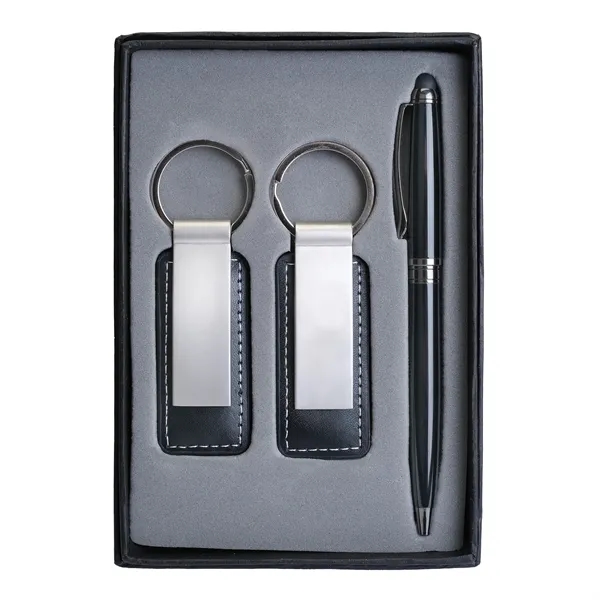 Pen & Black Leatherette/ Metal Keychain Gift Set.... from ASI 46755 Cosmo Promos