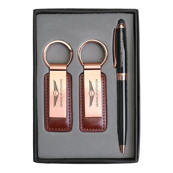 Pen & Black Leatherette/ Metal Keychain Gift Set.... from ASI 46755 Cosmo Promos