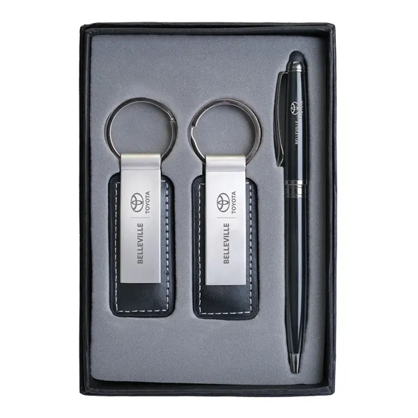 Pen & Black Leatherette/ Metal Keychain Gift Set.... from ASI 46755 Cosmo Promos