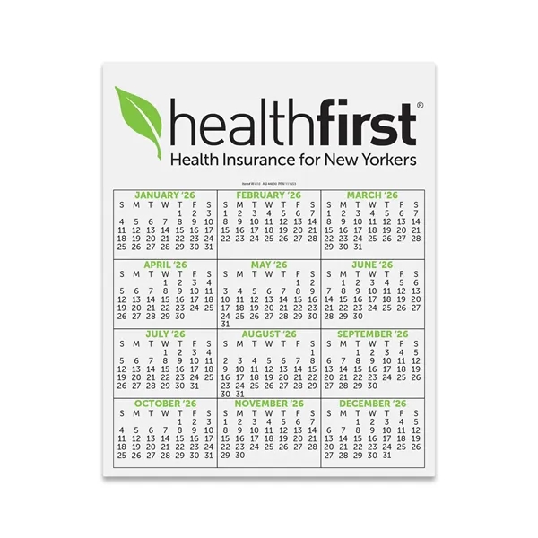 8" x 10" calendar card with repositionable adhesive strip and 7... from ASI 44830 The Chest
