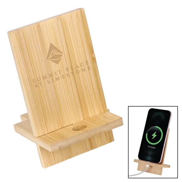 two piece bamboo phone holder with cord port... from ASI 57655 STOPNGO Line
