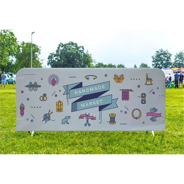 8' barricade cover made of two-way stretch fabric with customization.... from ASI 87188 Showdown Displays