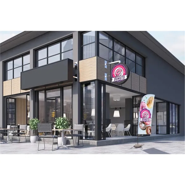 7.5' value blade sail sign with a cross base and single-sided,... from ASI 87188 Showdown Displays