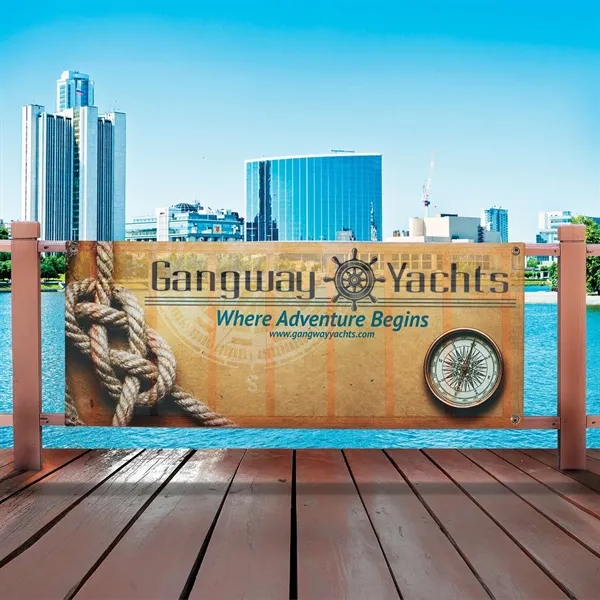 3' x 8' mesh vinyl banner with single sided graphics.... from ASI 87188 Showdown Displays