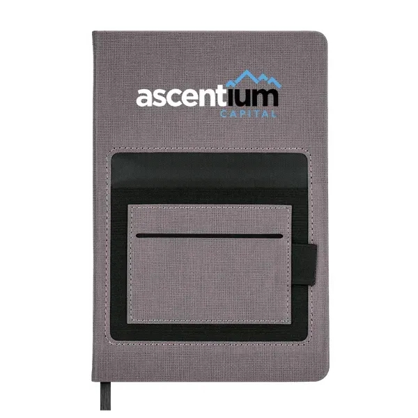 Perfect bound notebook with a tonal cross-hatched thermal PU cover, black... from ASI 88060 Snugz/USA Inc / Sweda®