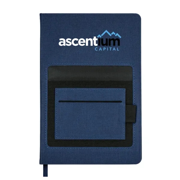 Perfect bound notebook with a tonal cross-hatched thermal PU cover, black... from ASI 88060 Snugz/USA Inc / Sweda®