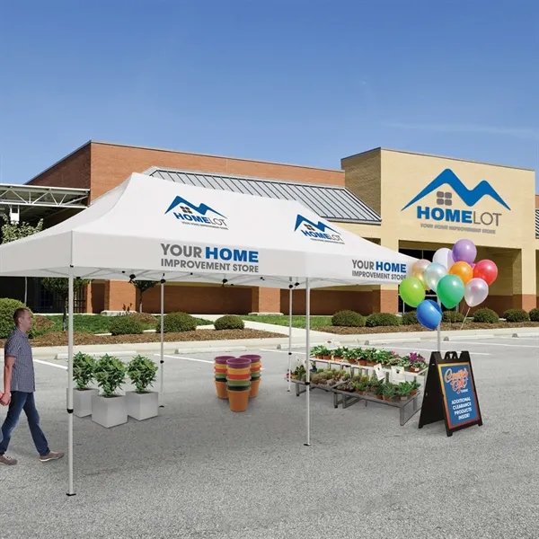 Tent kit with a 20' x 10' tent, crank-up canopy, stake... from ASI 87188 Showdown Displays