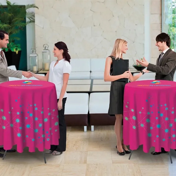 Polyester poplin table throw that bar-height, round tables and features a... from ASI 87188 Showdown Displays