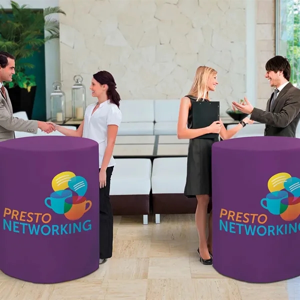 Polyester poplin fitted table throw designed to fit 31.5" round, bar-height... from ASI 87188 Showdown Displays