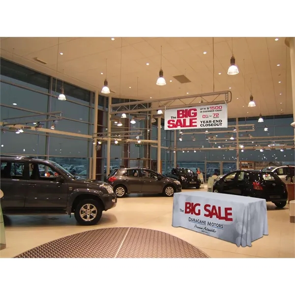 6' polyester table throws with 4 sides, draped corners and a... from ASI 87188 Showdown Displays