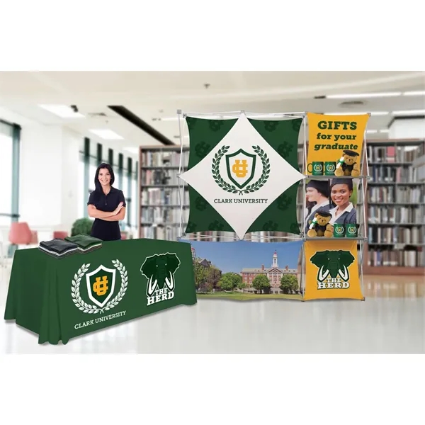 6' polyester table throws with 4 sides, draped corners and a... from ASI 87188 Showdown Displays