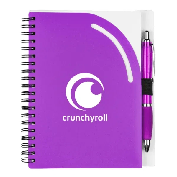 Curvy top journal set with 70 lined pages, die-cut contrasting front... from ASI 88060 Snugz/USA Inc / Sweda®