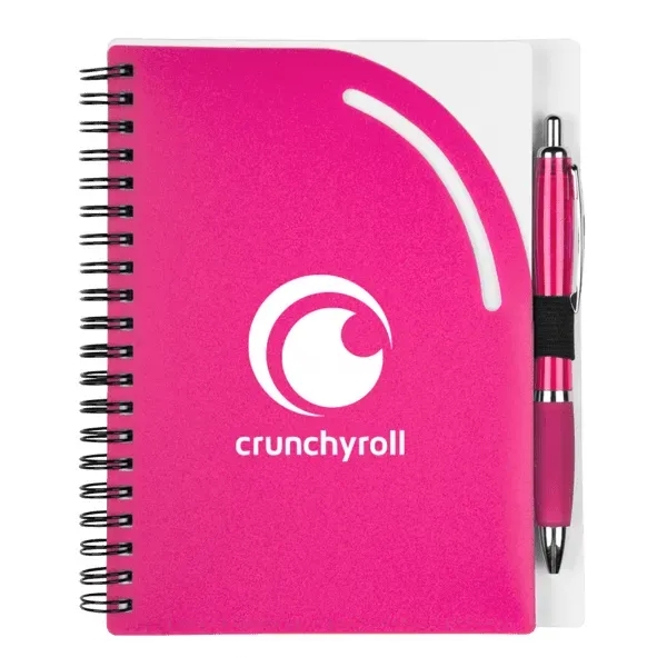 Curvy top journal set with 70 lined pages, die-cut contrasting front... from ASI 88060 Snugz/USA Inc / Sweda®