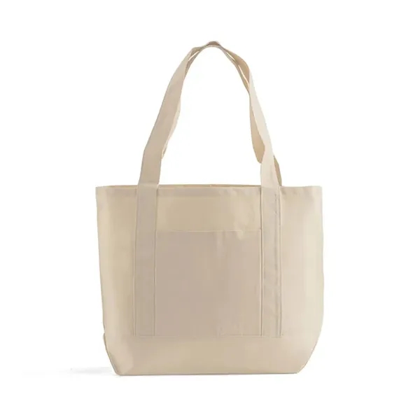 Eco-friendly canvas shopping tote with a large front pocket and over-the-shoulder... from ASI 67557 LimeLight Ent / Limelight USA