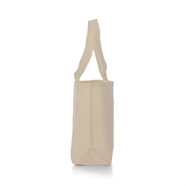 Eco-friendly canvas shopping tote with a large front pocket and over-the-shoulder... from ASI 67557 LimeLight Ent / Limelight USA