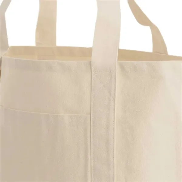Eco-friendly canvas shopping tote with a large front pocket and over-the-shoulder... from ASI 67557 LimeLight Ent / Limelight USA